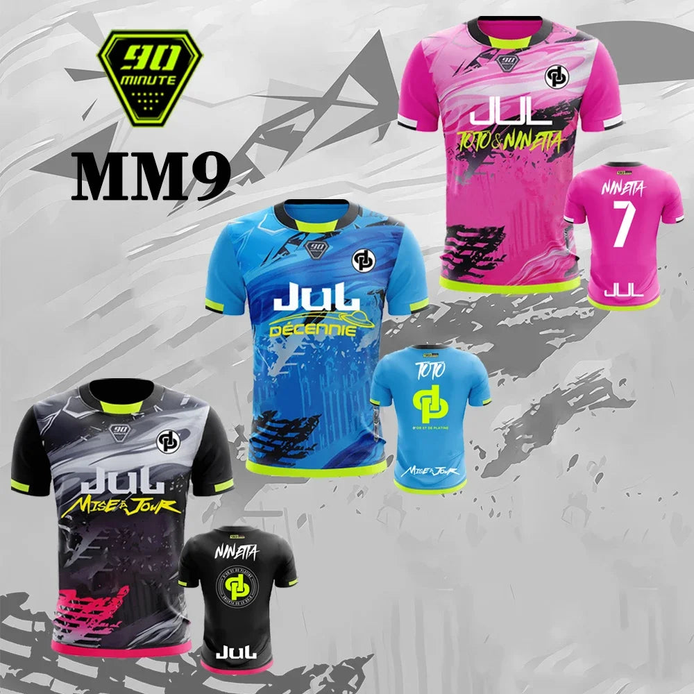 90-minute MM9 JUL Football Jersey 3D Print Sports Quick-dry Breathable Men T-shirt Outdoor Street Fitness Training Short-sleeve