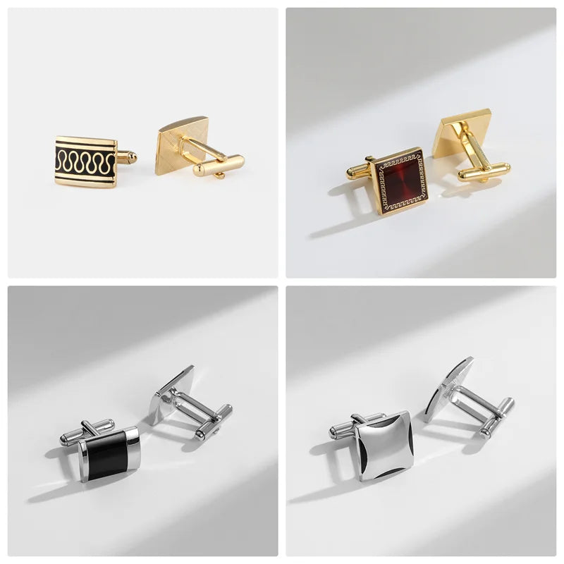 1 Paire Boutons De Manchette Carrés En Cuivre Et Pinces À Cravate Pour Hommes, Cadeaux De Mariage De Luxe, Bijoux De Mode, Poignets Pour Hommes