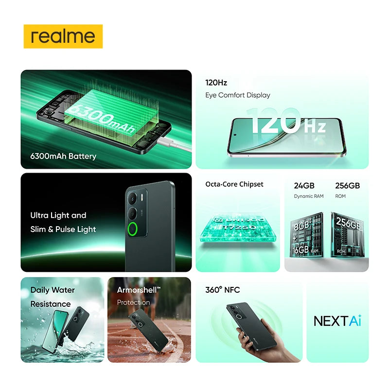 [Neu] realme P3 Lite Smartphone 6300mAh Akku 15W Ladung 6.67" 120Hz Display 50MP AI Kamera Octa-Core Prozessor NFC