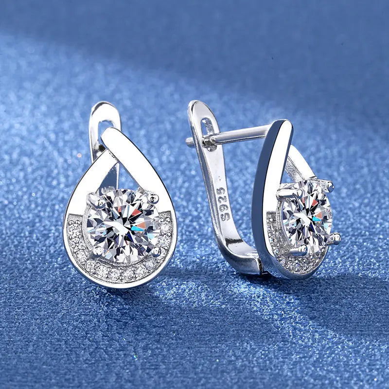 Ohrringe aus 925er Sterlingsilber, Schmuck, hochwertige Retro-Ohrringe mit einfachem Muster, lila-weiße Zirkon-Ohrringe, Bestseller