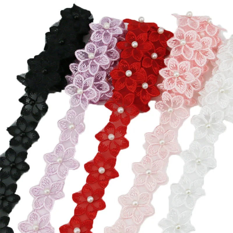(1 Yards/roll) Width 3.4cm Color Nail Bead Eugen Yarn Six Flap Lace Clothing Matching Design Sense Girl Diy