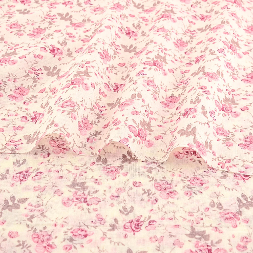 Schöner frischer rot bedruckter Stoff mit Blumenmustern, dünner Stoff aus 100 % Baumwolle, Patchwork für DIY-Bastelarbeiten, Heimtextilien, Meterware