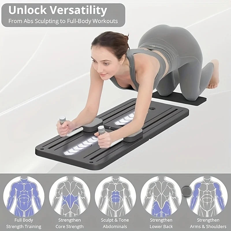 Planche d'exercice abdominale, planche de fitness, tonificateur de jambes et de bras, ensemble de Pilates multifonctionnel, équipement de fitness pour la maison