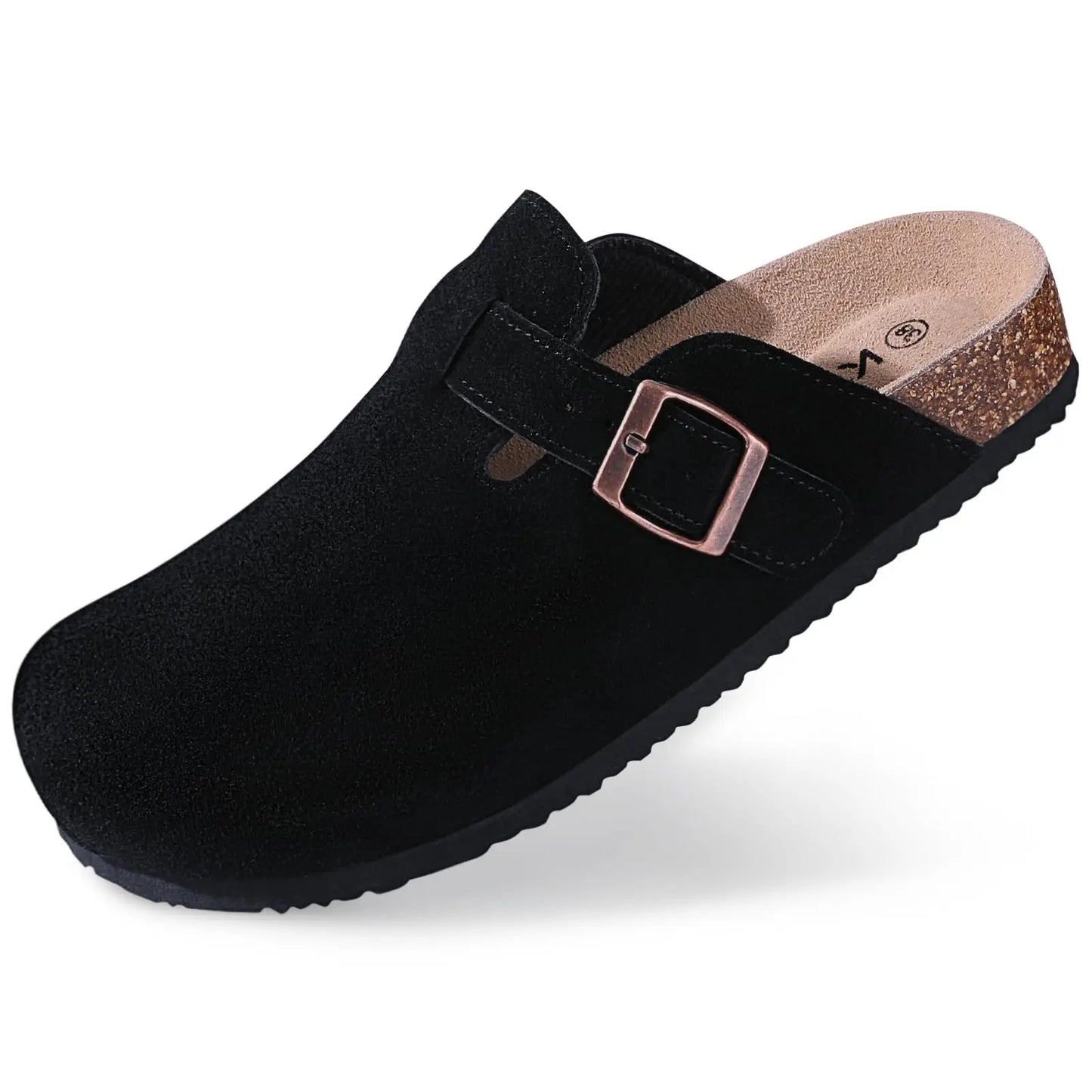 KIDMI Wildleder-Clogs für Damen Herren Pantoletten Korkfußbett Sandalen mit Fußgewölbestütze Modische rutschfeste Outdoor-Strandschuhe Hausschuhe