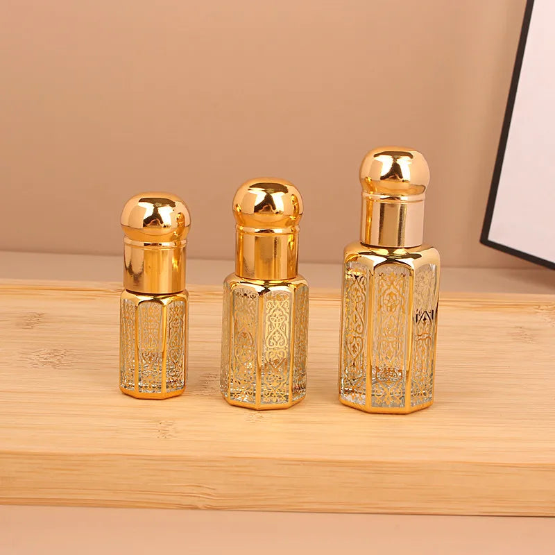 3/6/12ml Luxus nachfüllbare Ätherische Öle Flaschen Leere Parfümflasche Tragbare Tropfflasche Vintage Bronzefarbener Flüssigkeitsbehälter