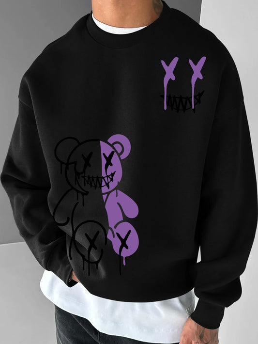 The new men's round-neck sweatshirt for Spring and Autumn 2025 features a casual fashionable and comfortable 3D pattern print