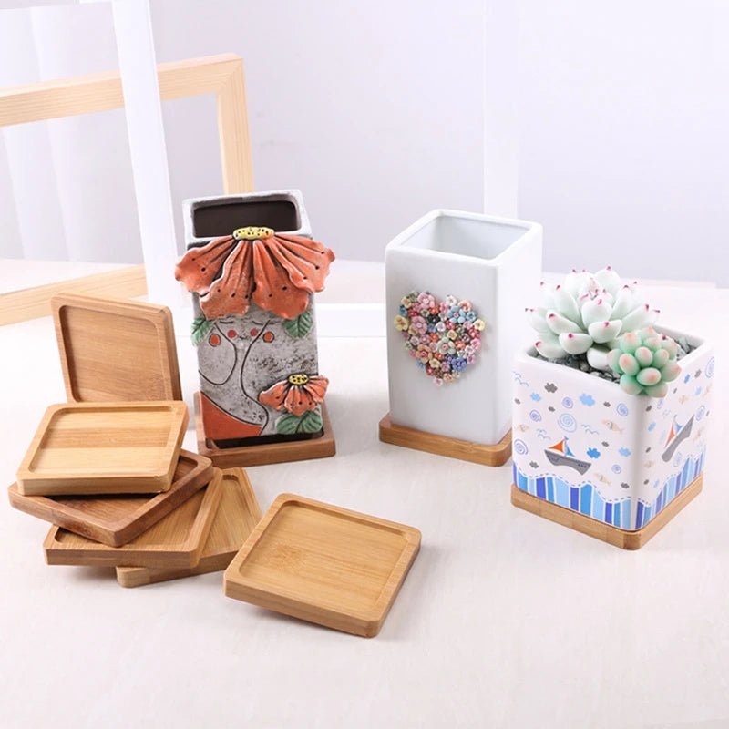 Multi Bambus Tablett Holzuntersetzer Blumentopfuntersetzer Tassenuntersetzer Untersetzer Teller Küchen Deko Teller Kreativer Untersetzer Kaffeetassenmatte