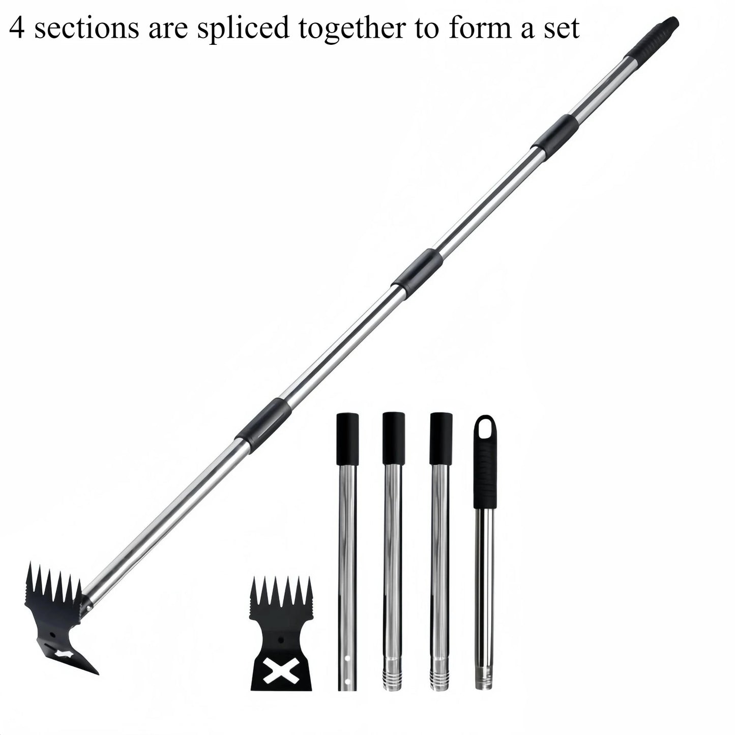 Bêche double usage tout acier avec manche réglable, râteau de jardin portatif domestique, pelle de désherbage, petite houe multifonctionnelle