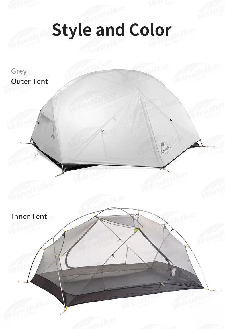 Naturehike Mongar UL BASE PRO 123 People Tent Trekking Backpacking Shelter Tent 20D Nylon Waterproof Ultralight Outdoor Camping