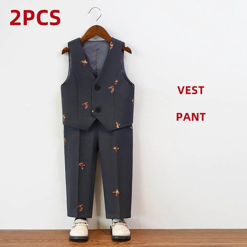 Herbst Winter Kinder Festanzug Für Jungen Schmetterling Stickerei College Jungen Anzug Kinder Mädchen Moderationsauftritt Kleider