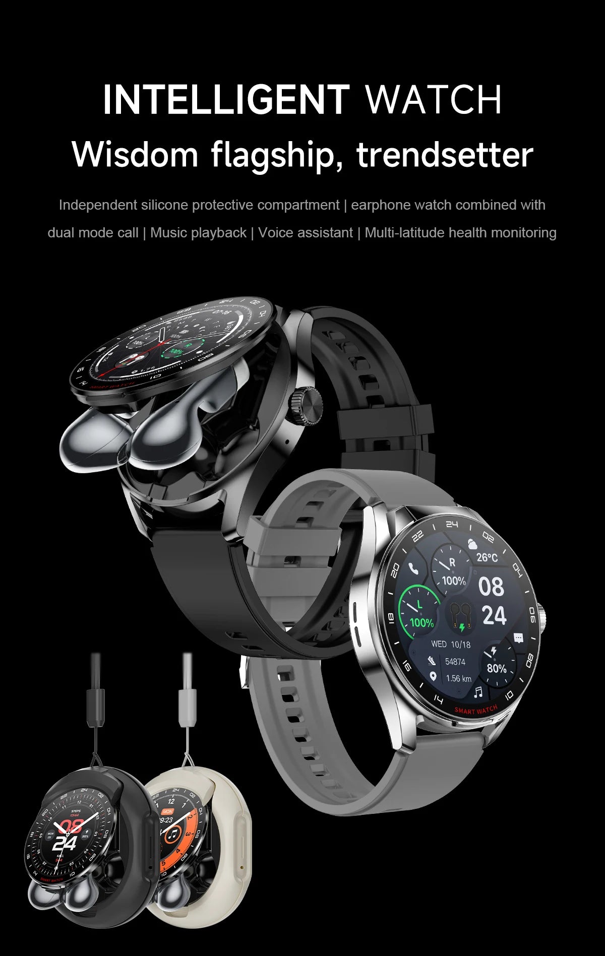2025 Neue NFC Herren Smartwatch Bluetooth-Anruf Herzfrequenzüberwachung HD Großbildschirm TWS 2-in-1 Sport-Trajektorie Damen Smartwatch