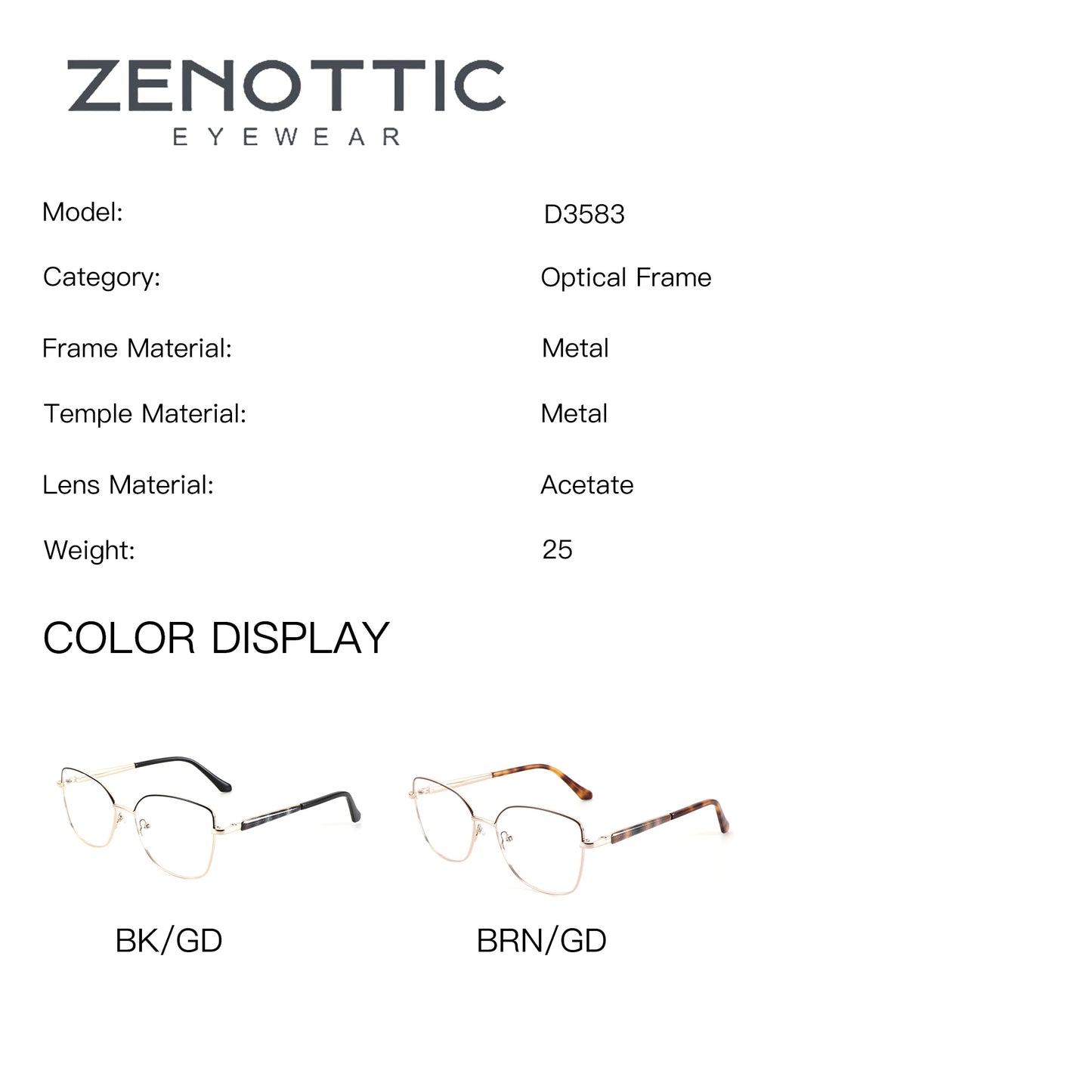 ZENOTTIC S Größe Modische Metall-Schmetterlings-Korrektionsbrille für Damen Gleitsicht-Mehrstärken-Optikgläser Myopie-Brille
