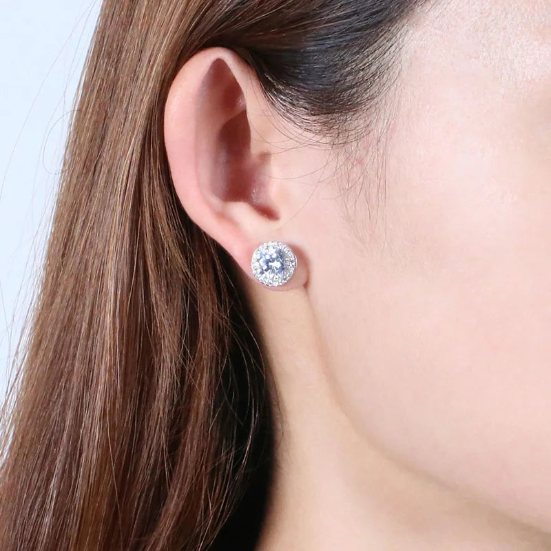 Moissanit-Ohrstecker, rund, D-Farbe, 0,5 Karat, 925er Sterlingsilber, für Damen, Hochzeitsschmuck mit GRA-Zertifikat EA011