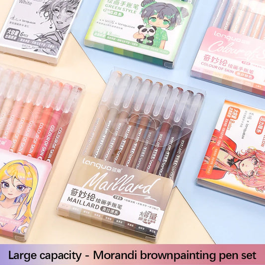 Kawaii Morandi Grau Gel Stift Set Mehrfarbiger Tagebuch Stift Notizbuch Stift Marker Liner Kugelschreiber zum Schreiben Student Bürobedarf