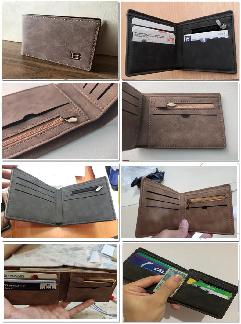 Nouveau Portefeuille Homme en Cuir PU Tendance 2022 avec Compartiment Monnaie Zippé Petit Porte-monnaie Slim Dollar Nouveau Design Portefeuille