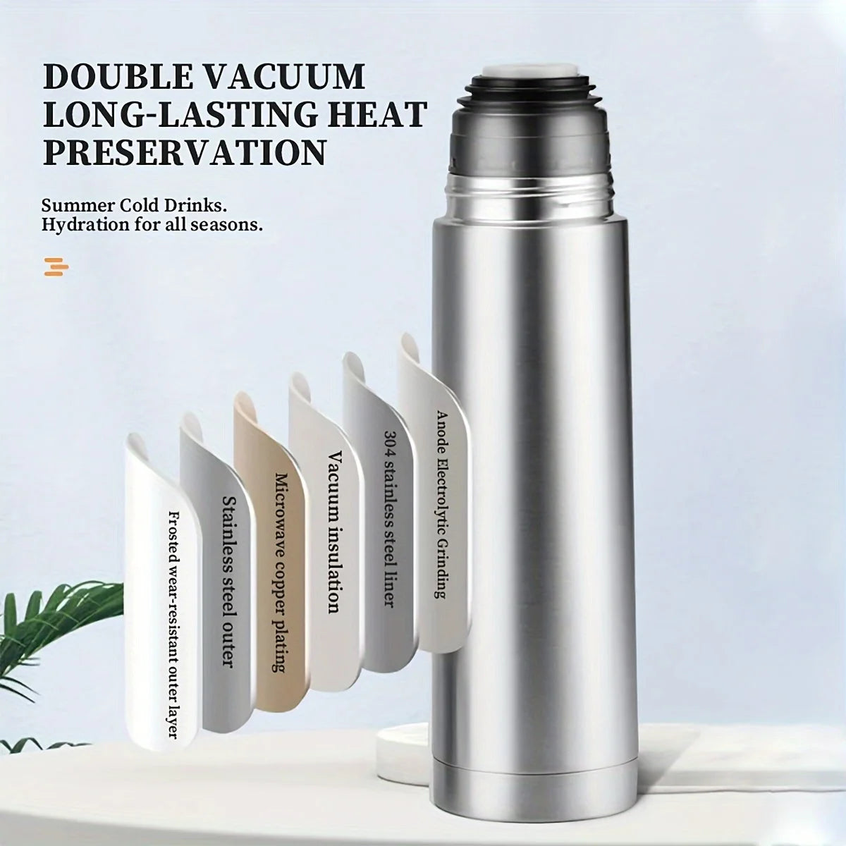 350/500/750ML Edelstahl Thermosflasche Kalt Warm Wasser Flasche mit Deckel Vakuumflasche Reise Thermobecher für Wasser Tee Kaffee