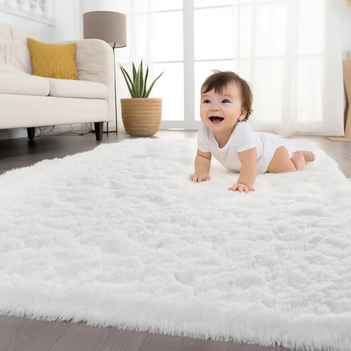 VIKAMA Teppich im minimalistischen Stil für Wohnzimmer, flauschiger und rutschfester Teppich für Kinderzimmer, Badezimmerteppich, Heimdekoration