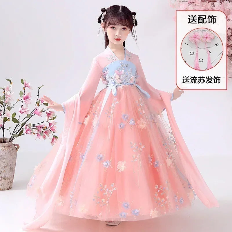 Robe chinoise Hanfu moderne pour fille, tenue d'Halloween de fée, Vêtements pour enfants, Vestidos, Costume traditionnel de Cosplay, Robes pour filles