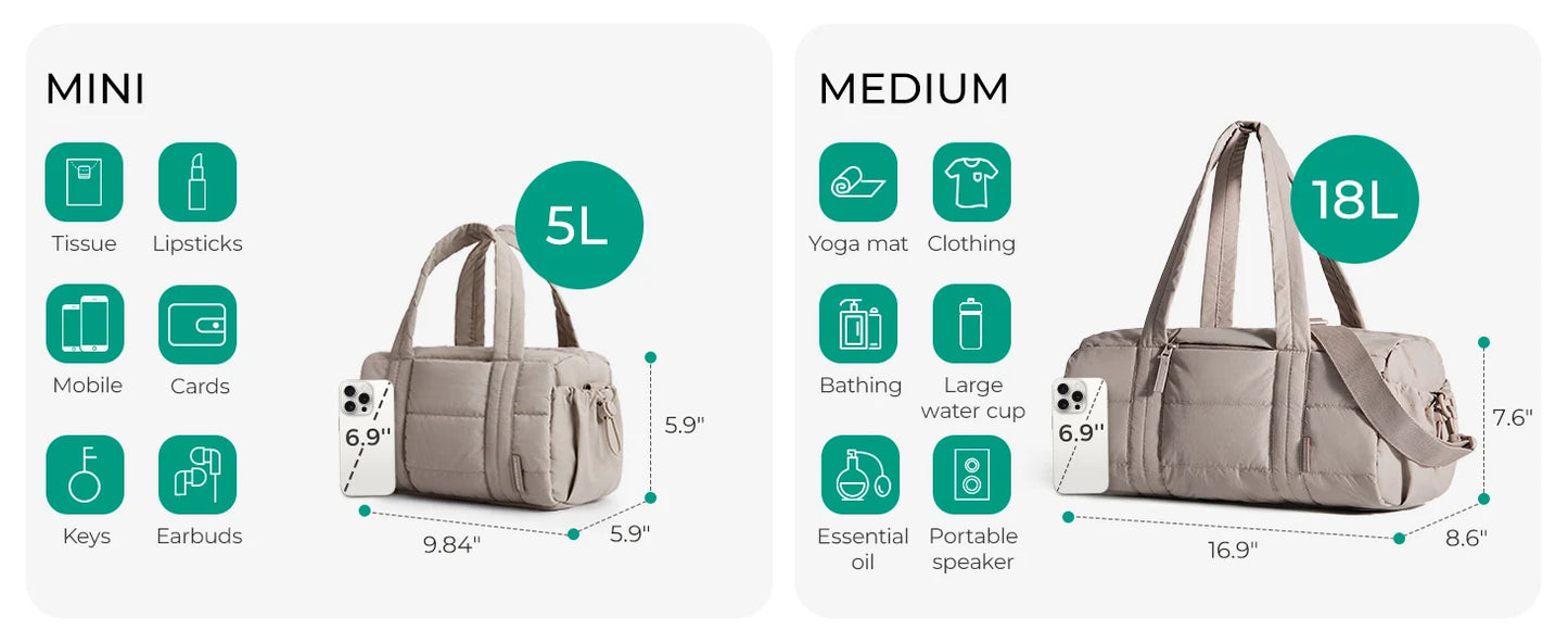 BAGSMART Reisetasche für Damen, Sporttasche, Yogatasche mit Nass- und Trockenfach, gesteppte Sporttasche für Wochenendausflüge, Schwimmen