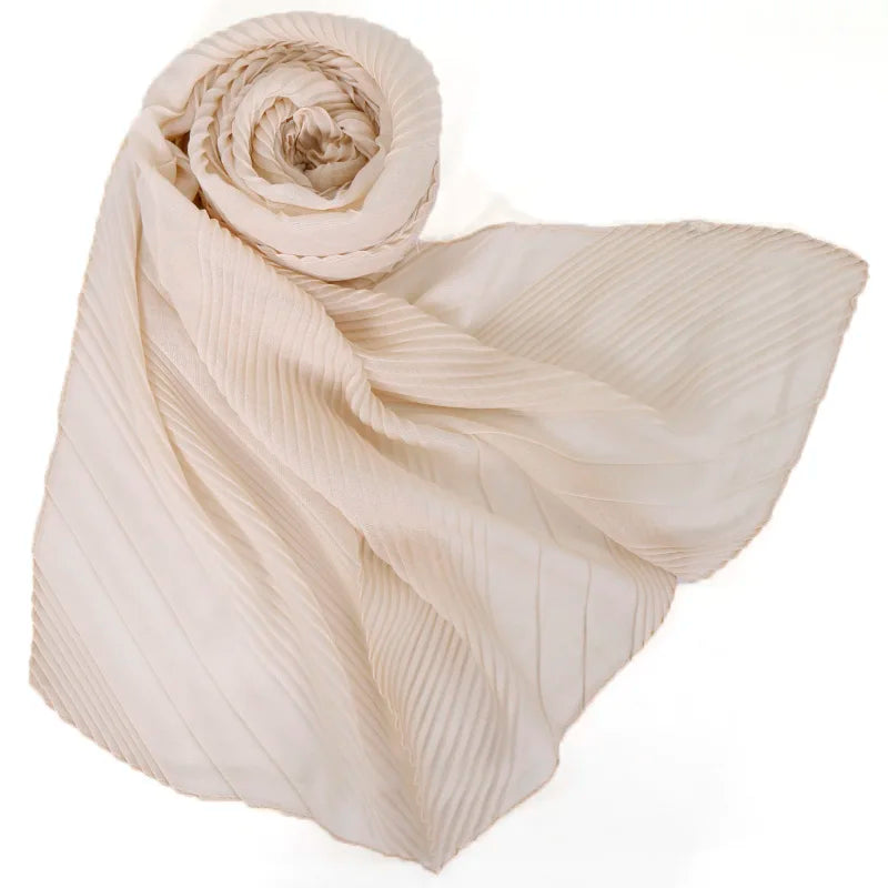 Grand Foulard en Coton Plissé Froncé Hijabs pour Femmes Voile Musulman Turban Écharpe Froncée Châle Foulards Islamique Foulard Femme Hijab