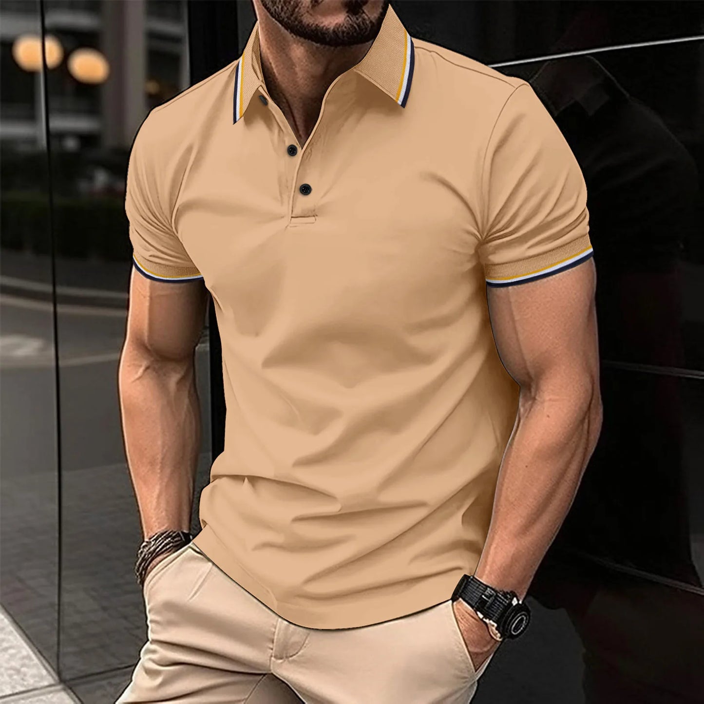 2025 Hot Sale Men's Summer Casual Breathable Comfortable Polo Shirt Men's Solid Color High Quality Short Sleeve T-Shirt