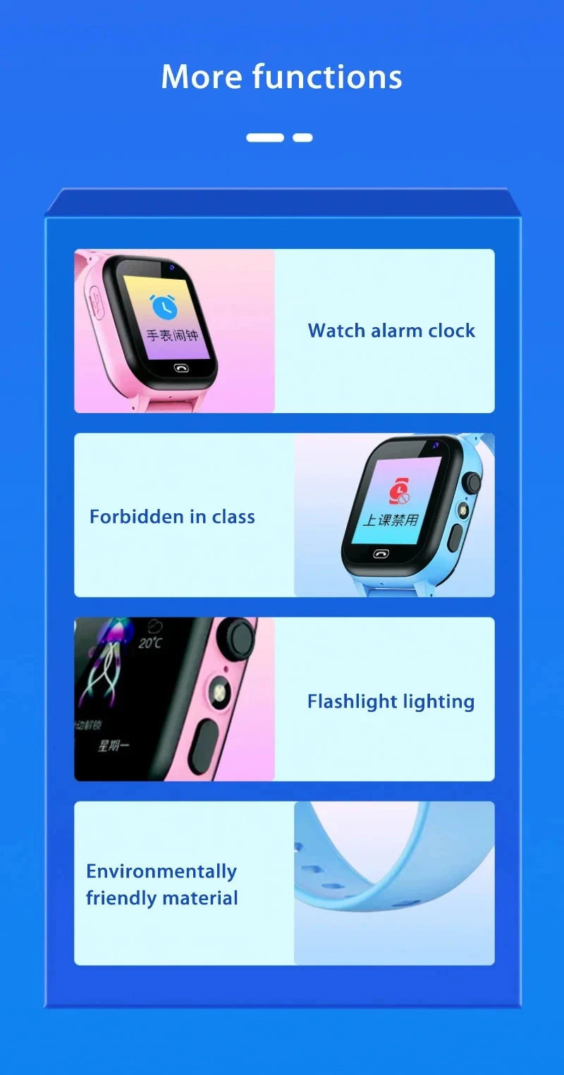 Montre intelligente pour enfants 5G GPS Localisation Appel vidéo Carte SIM SOS Caméra enfant Étanche Mise à niveau 2025 Pour garçons filles Ajouter des écouteurs