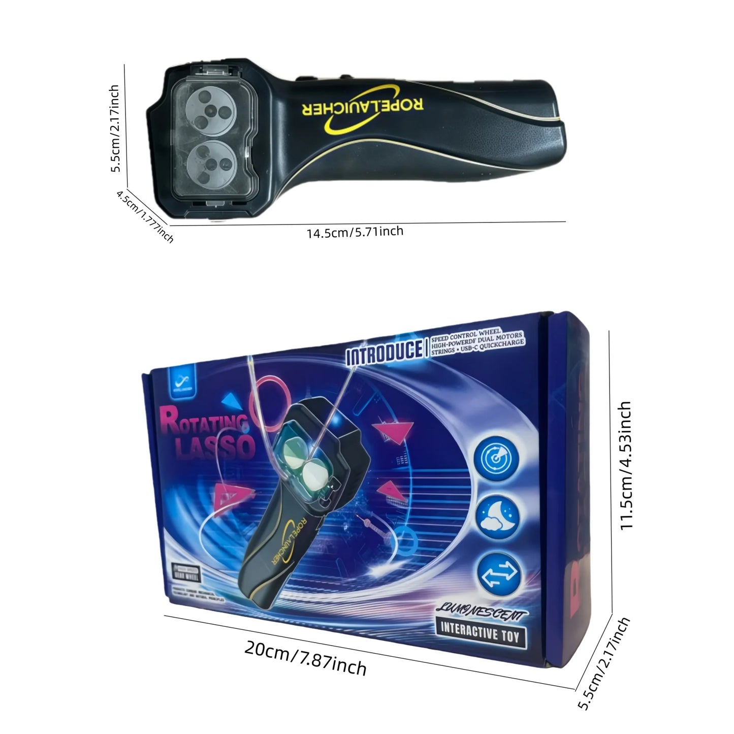 High-End Intelligent Electric Glow Rope Launcher with Adjustable Speed Rotating Circular Rope Toy for Stress Relief  Fun Learn