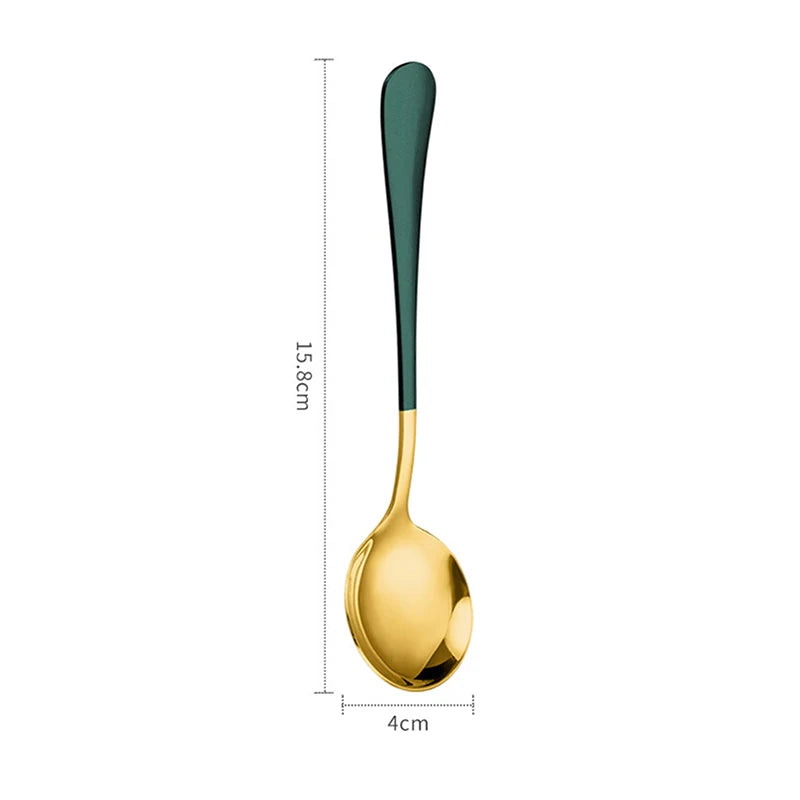1 Pc Stainless Steel Korea Soup Spoons Home Kitchen Ladle Capacity Gold Silver Mirror Polished Flatware For Coffee Tableware