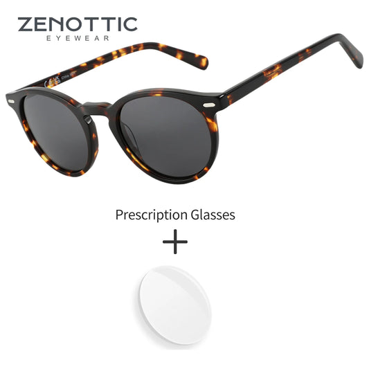ZENOTTIC Popular Round Prescription Glasses For Outdoor Enthusiasts Women Acetate Polarized UV400 Multifocal Progressive