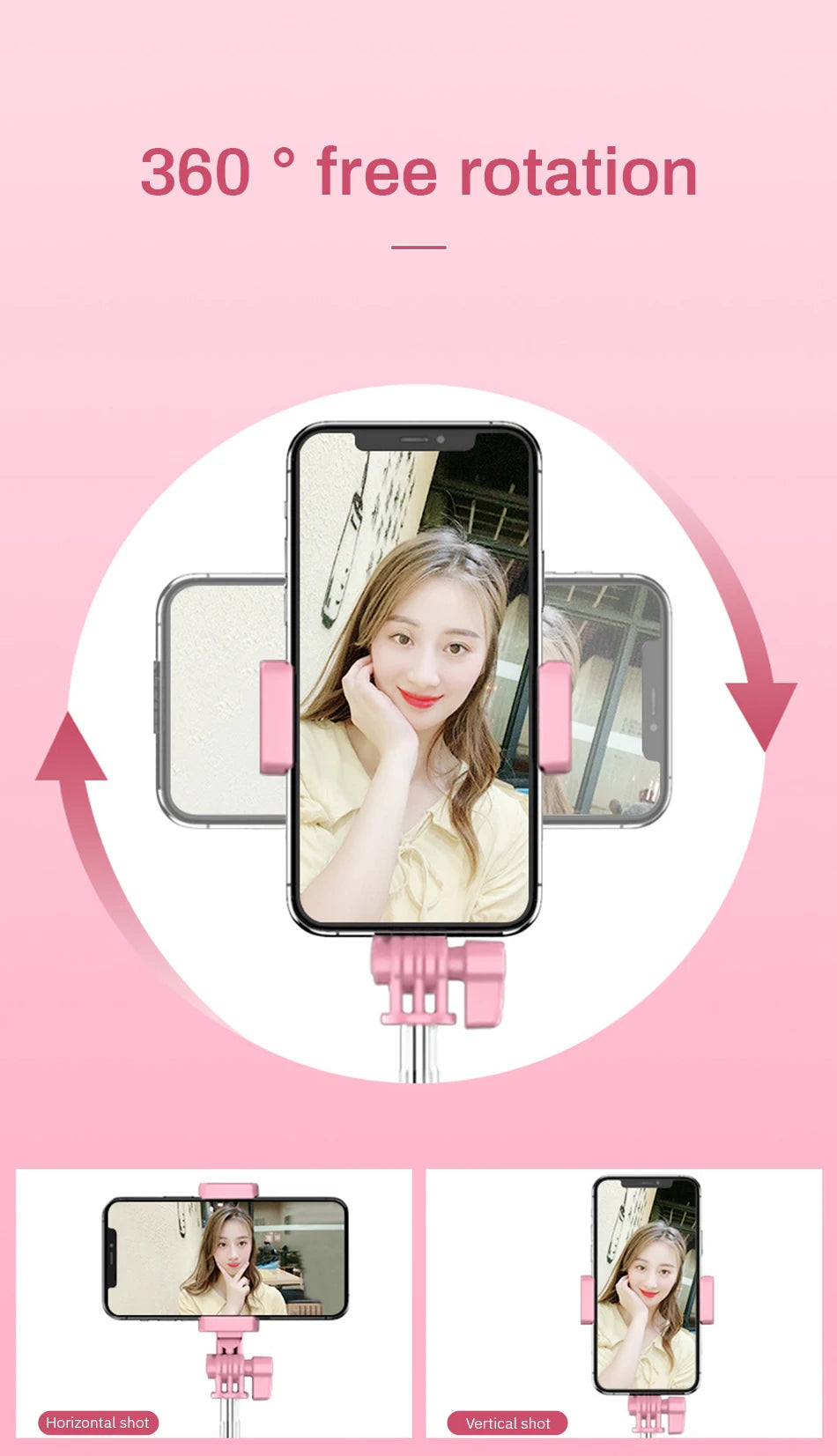 4in1 Wireless Bluetooth Compatible Selfie Stick LED Ring light Extendable Handheld Monopod Live Tripod for iPhone X 8 Android
