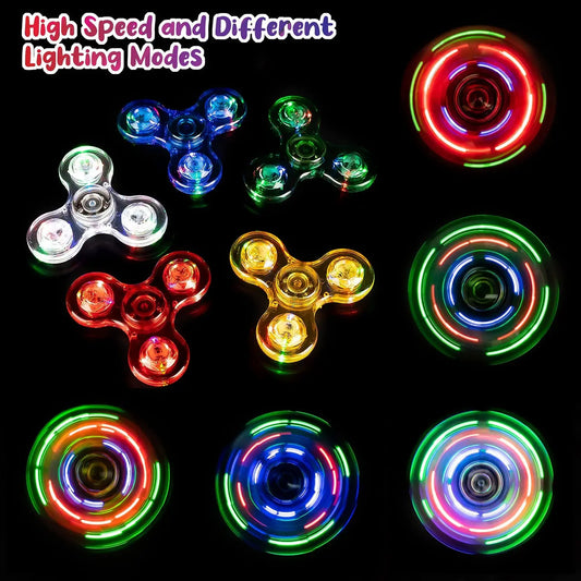 Jouet à main Fidget Spinner à LED Lumineux dans le noir Anti-stress et anxiété pour enfants