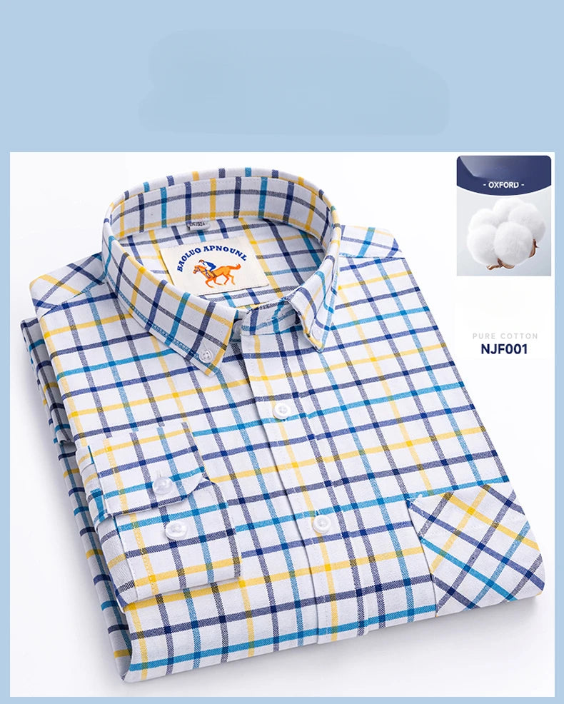 Chemises Oxford à manches longues en 100 % coton pour homme, grandes tailles 8XL, coupe ajustée, unies ou rayées, pour le bureau, couleur blanche, tenues professionnelles
