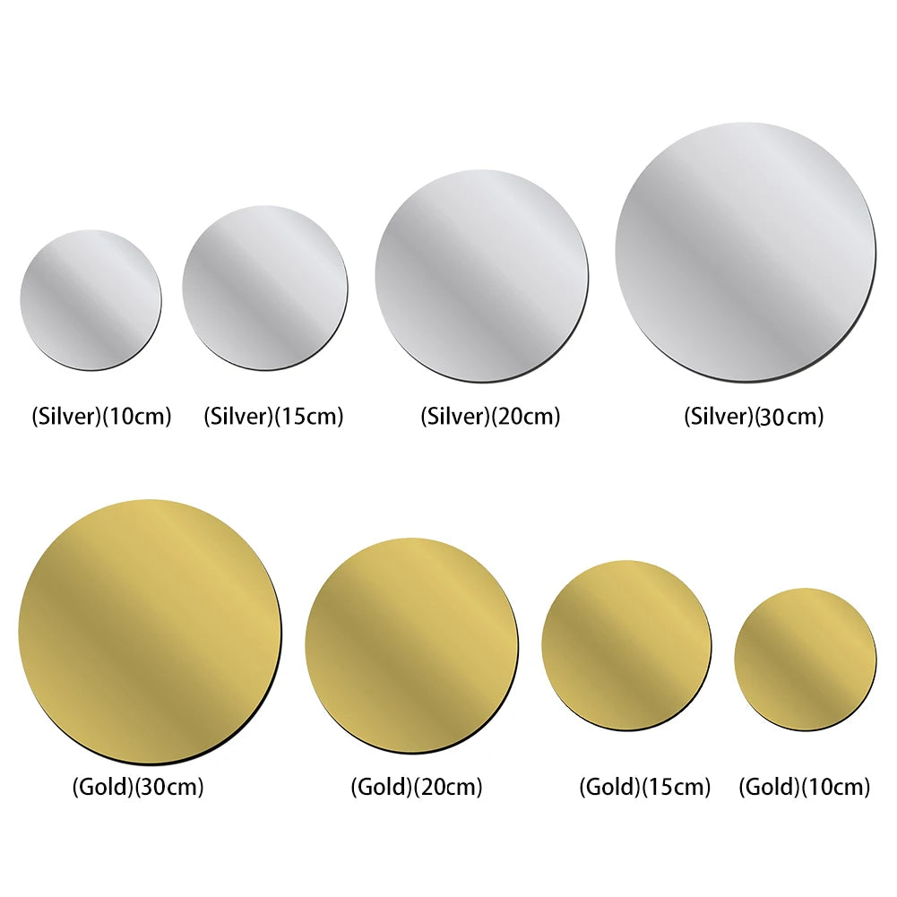 Acrylic Mirror Stickers Self Adhesive Wall Decor Stickers Decorative Small Circle Mirror Decals for Hallway Wall Decor