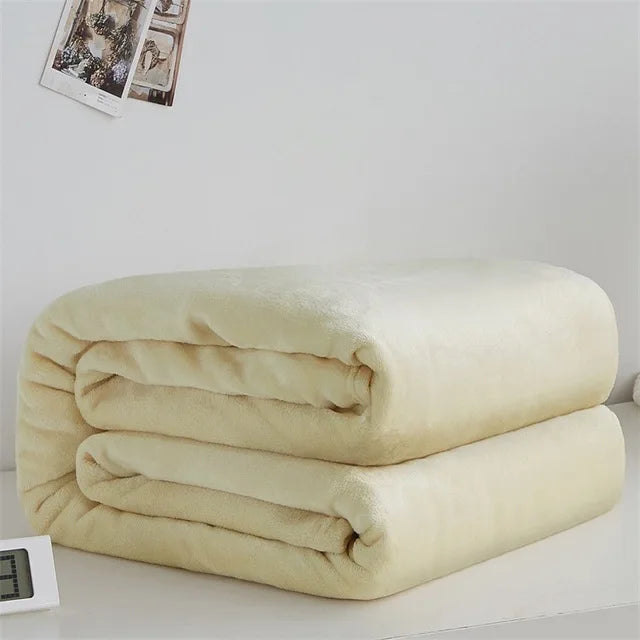 Couvertures en flanelle polaire corail 230 g/m² pour lits, couleur unie bleue rose, douce, chaude et fine, couvre-lit, housse de canapé, couverture plaid en fausse fourrure.