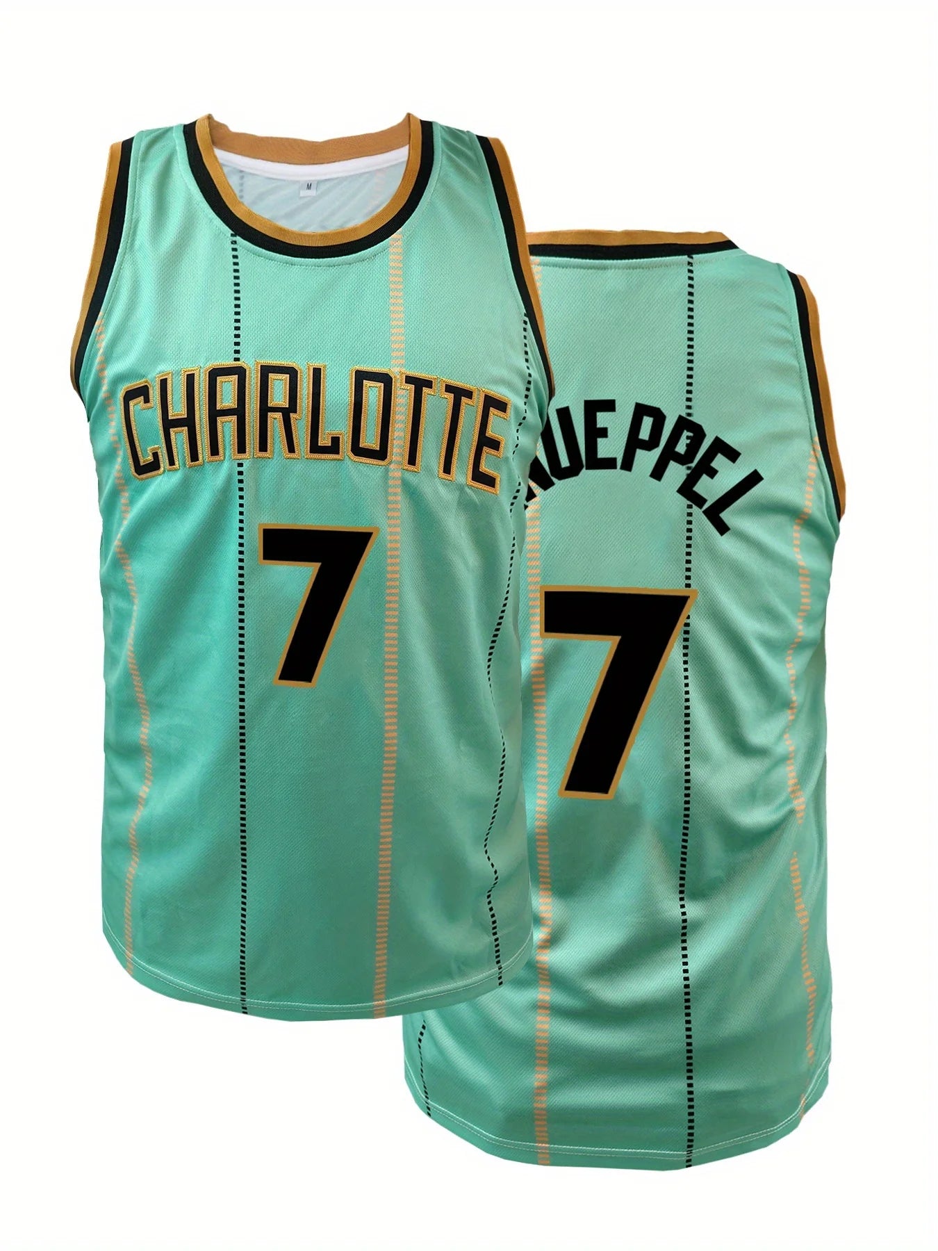Maillot de basket-ball bleu lune #7 pour homme – Sans manches, respirant avec broderie de lettres contrastées, décontracté, tenue de sport