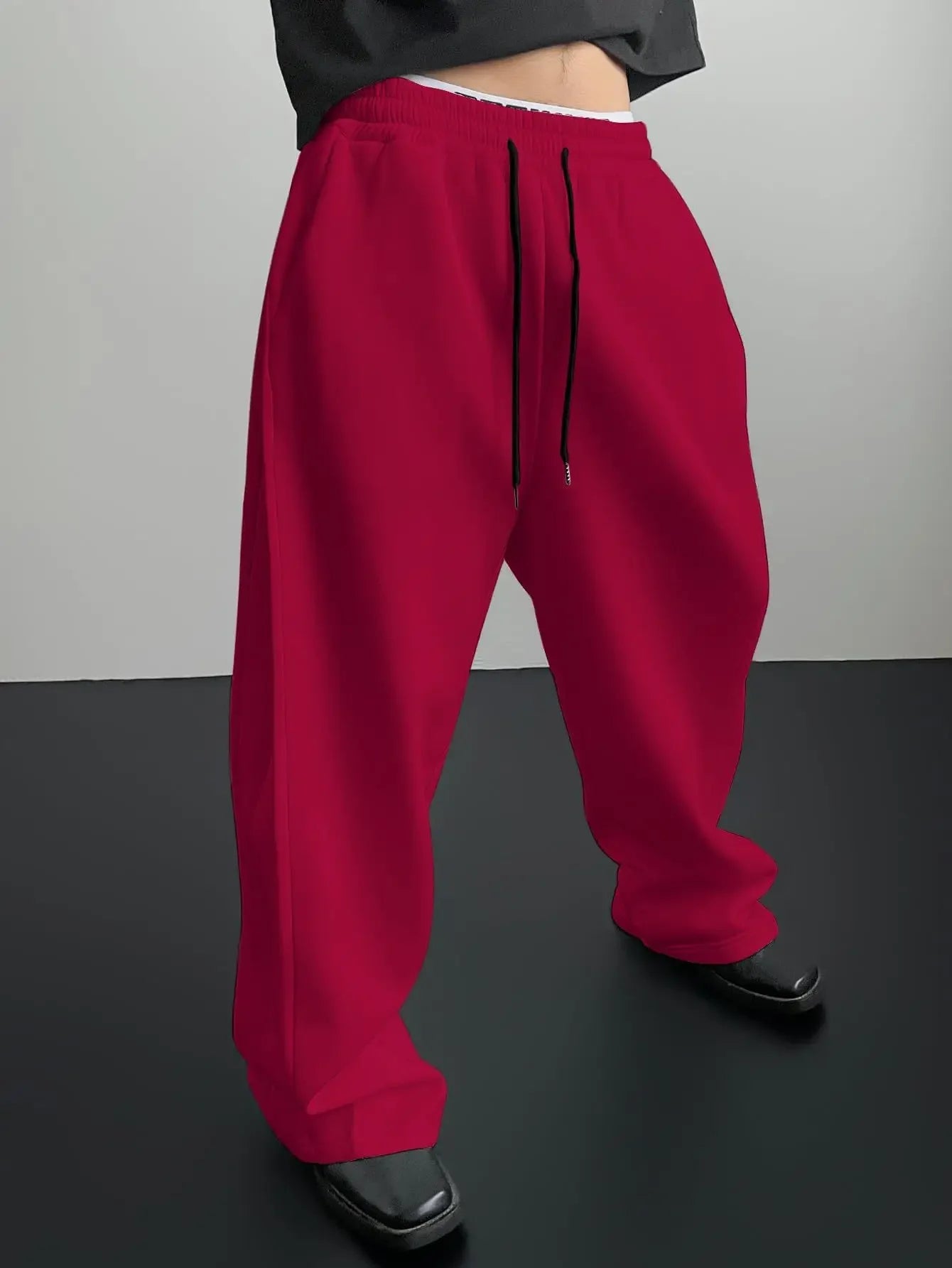 Pantalon de survêtement large Y2K Harajuku pour femmes, streetwear, ample, surdimensionné, gris, de sport, taille haute, avec cordon de serrage, décontracté