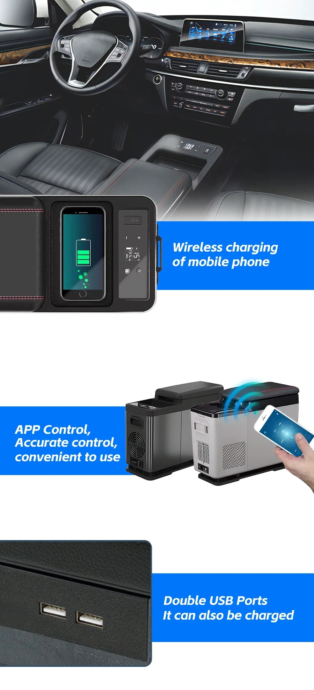 Portable CF15 Mini Refrigerator 15L DC12V/24V Refrigerated Drinks Refrigerator For Car Truck Camping