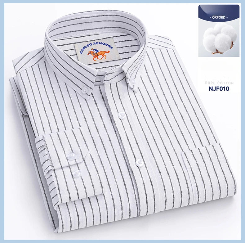 Chemises Oxford à manches longues en 100 % coton pour homme, grandes tailles 8XL, coupe ajustée, unies ou rayées, pour le bureau, couleur blanche, tenues professionnelles