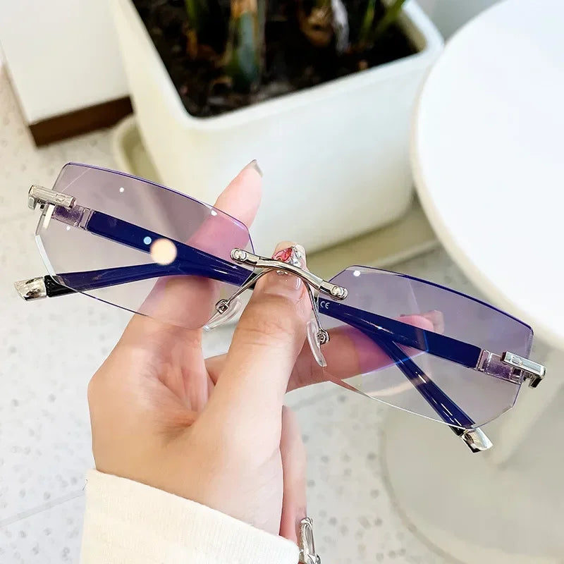 Herren quadratische Lesebrille Business HD-Gläser Randlose Brille Damen Trendige Presbyopie Korrektionsbrille +1.0 bis +4.0