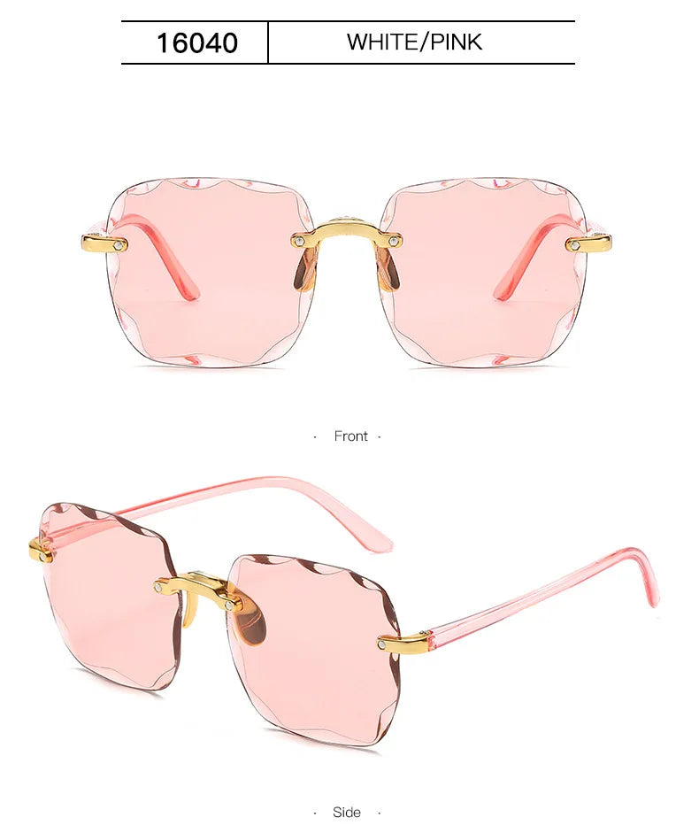 Randlose Damen-Sonnenbrille, modische Verlaufsgläser, Damensonnenbrille, Vintage-PC-Bügel, klassische Designer-Sonnenbrille für Herren