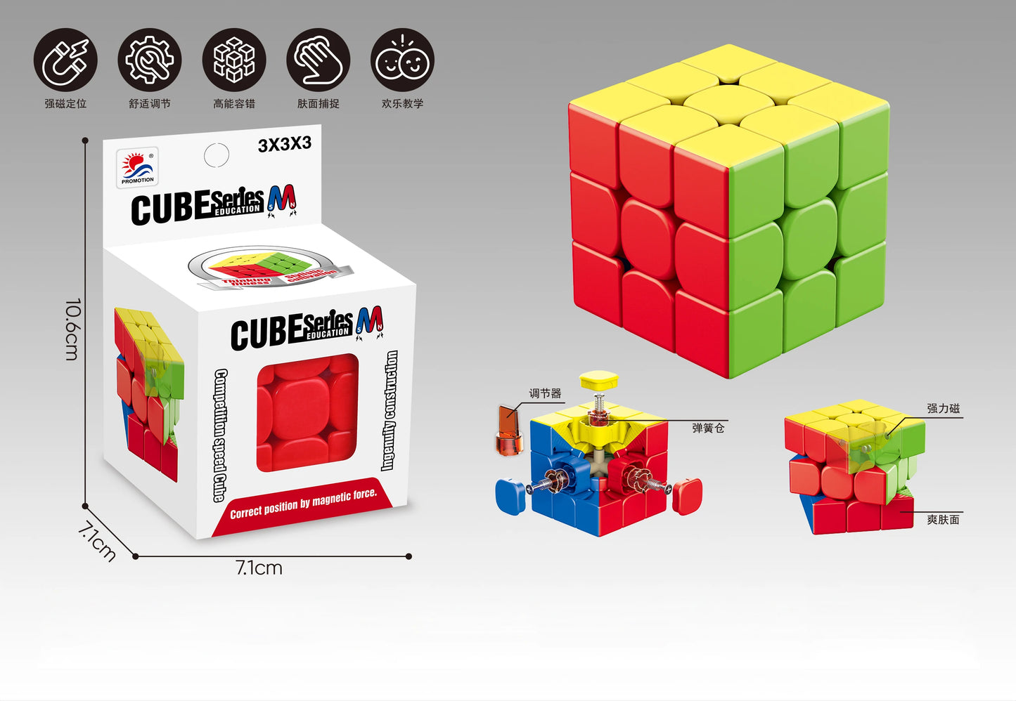 Yisheng Magic Cube 3x3 Puzzle Jouets Éducatifs Casse-tête en Fibre de Carbone Transfert Thermique Cubes Couleurs Macaron Bonbon Cadeau pour Enfants