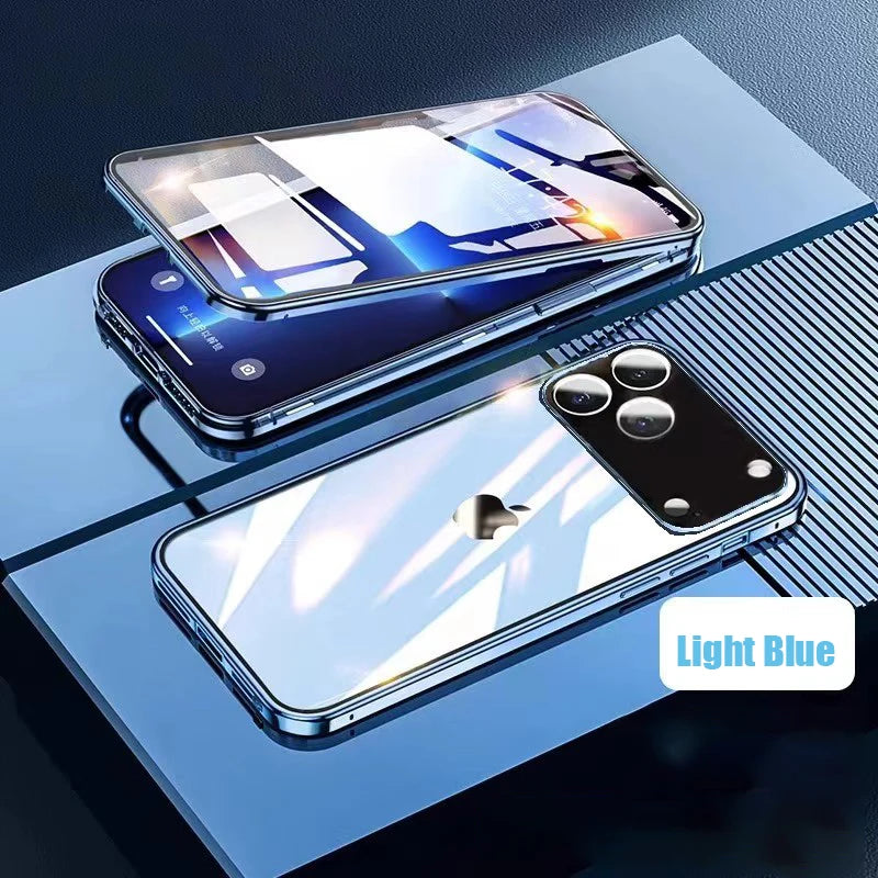 360°-Vollschutz-Metall-Magnet-Doppelseitige Glas-Schnappverschluss-Handyhülle für iPhone 17 Pro Max/17/Air/17 Pro Bumper Cover