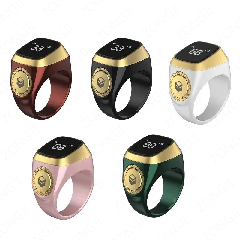 Bague de Zikr Intelligente IQibla 2025, Tasbih de Louange, Compteur Numérique Électronique pour Musulmans, Rappel de Prière par Vibration, Étanche