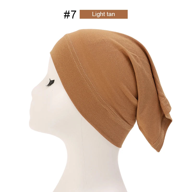 Bonnet Hijab Musulman Turban Foulard Coton Modal Voile Uni Casquette Sous Écharpe Musulmane Femme Foulard Turban Hijabs Chapeau Islamique