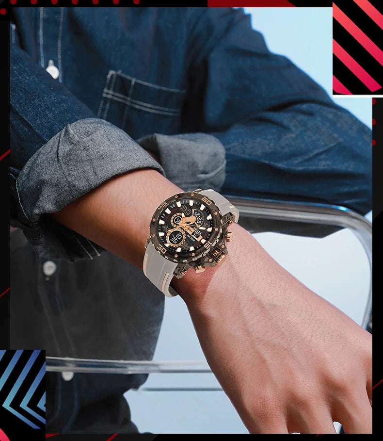 Montres Militaires Hommes Montre 2025 Nouvelle 50M Étanche Chronomètre Alarme Lumière LED Montres Digitales 8136 Montre Sport Homme