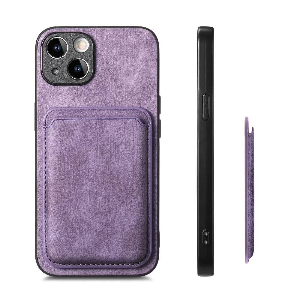 Vintage-Lederhülle mit abnehmbarem magnetischem Kartenhalter für iPhone 17 Air 16e 16 Pro Max 15 14 Plus 13 12 11
