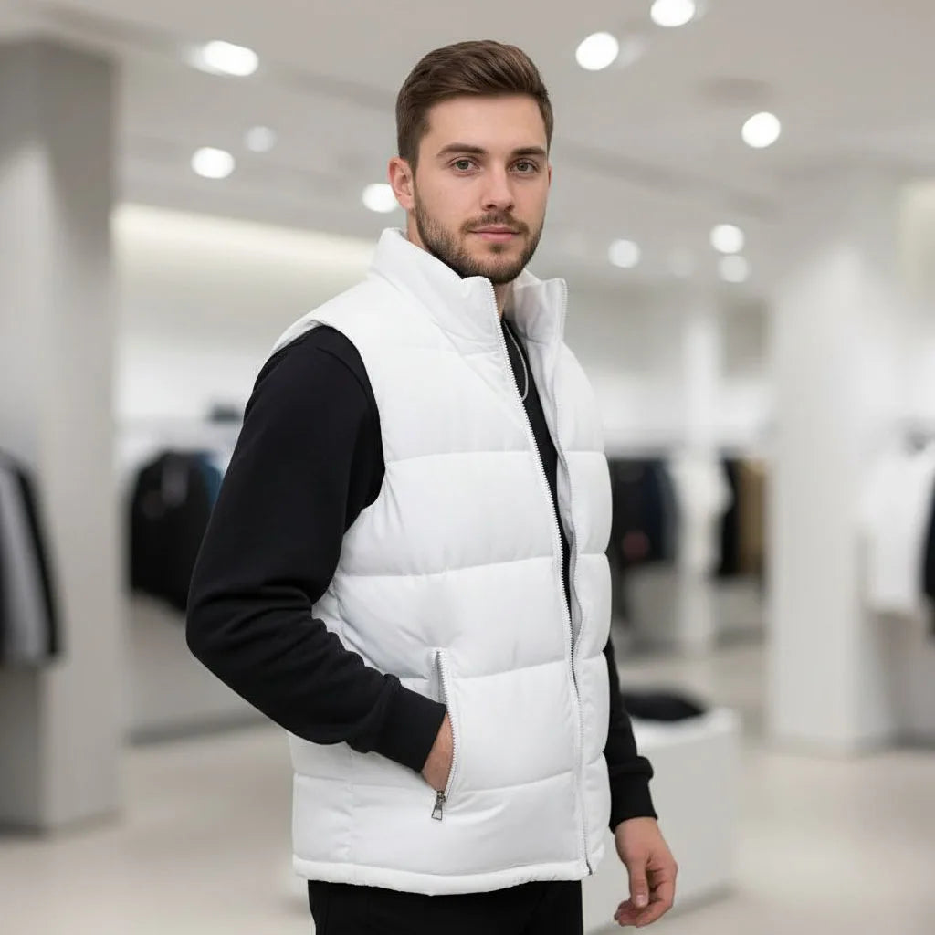 Herren Weste Jacke Slim Fit Stehkragen Ärmellose Pufferjacken Frühling Herbst Lässige Weste Herren Warmer Mantel 2026 Trends