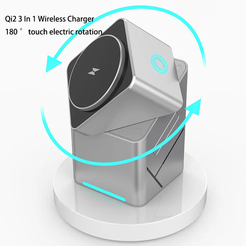 Chargeur sans fil 3 en 1 multifonction rotatif magnétique tactile 30W pour iPhone 16 15 14 13 Max Chargeur rapide Samsung Xiaomi