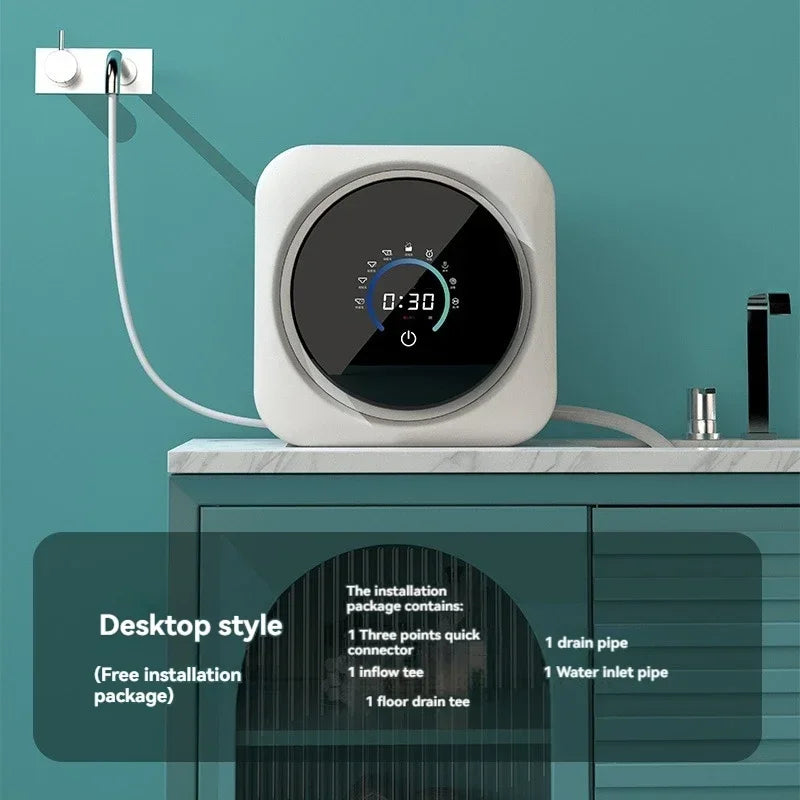 Small automatic wall-mounted smart underwear washer and dryer, suitable for both home and car use, 220V.