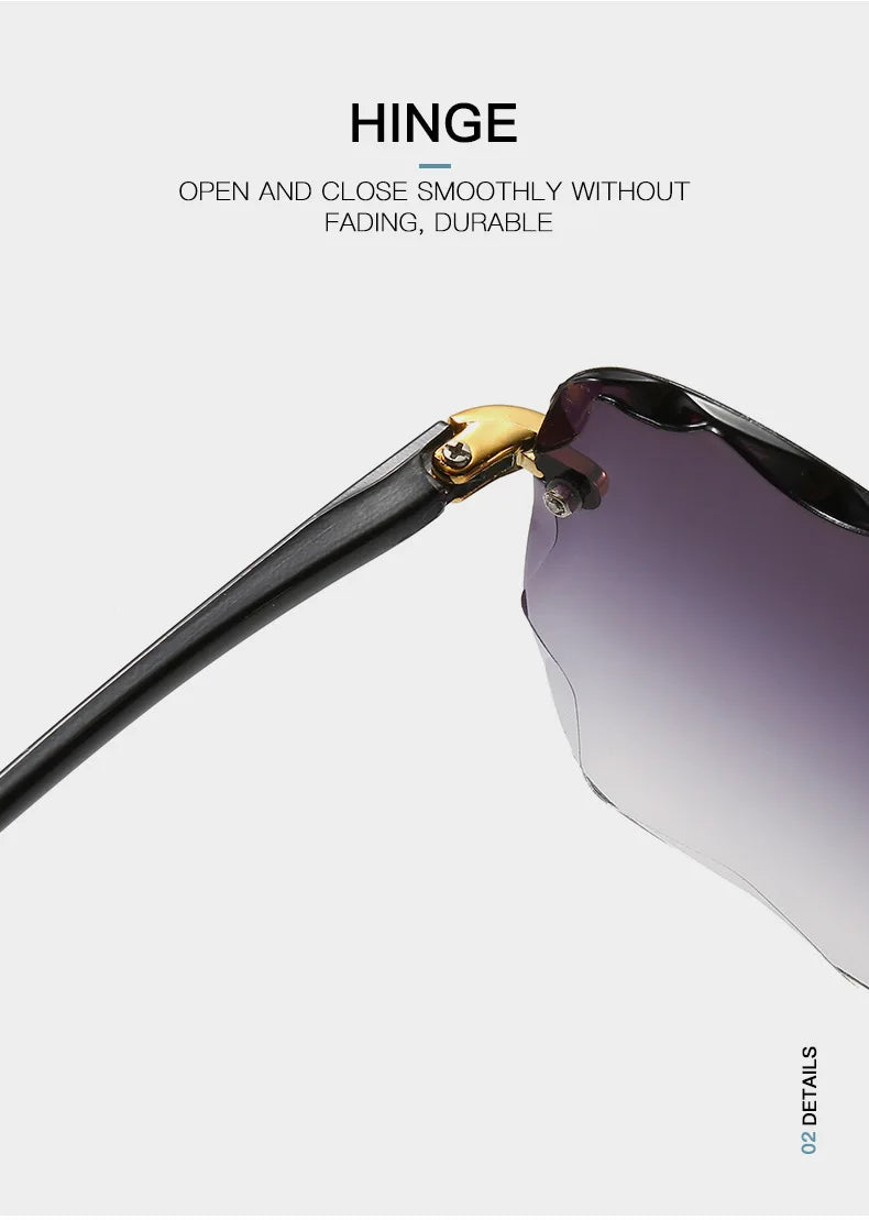 Randlose Damen-Sonnenbrille, modische Verlaufsgläser, Damensonnenbrille, Vintage-PC-Bügel, klassische Designer-Sonnenbrille für Herren